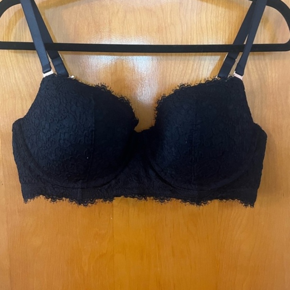 Aerie Black Lace Balconette Eyelash Lace Bra